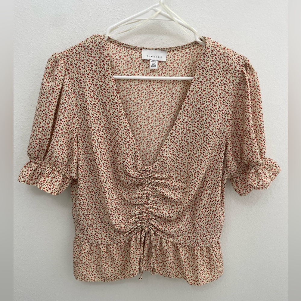 Topshop Ruched Peplum Blouse